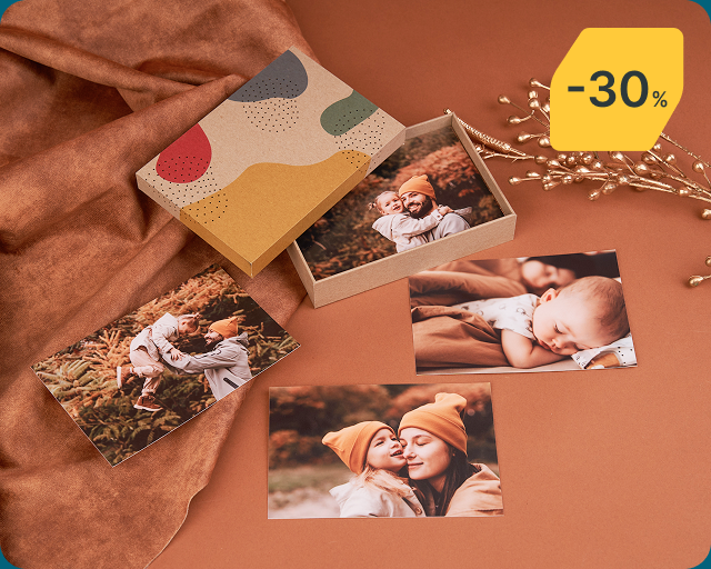 100 odbitek 10x15  z pudełkiem w łaty